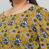 Mustard Bagru Kalamkari Handblock Printed Cotton Dress