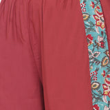 Red Joggers with Sanganeri Patch