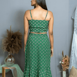 Green Bagru Wrap Skirt & Top