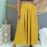 Mustard kalamkari crop top palazzo set