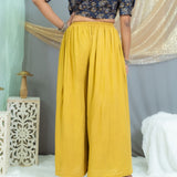 Mustard kalamkari crop top palazzo set