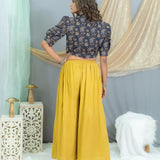 Mustard kalamkari crop top palazzo set