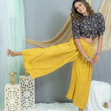 Mustard kalamkari crop top palazzo set