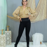 Beige vanaspati modal satin crop top