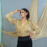 Beige vanaspati modal satin crop top