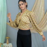 Beige vanaspati modal satin crop top