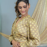 Beige vanaspati modal satin crop top