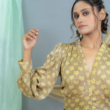 Beige vanaspati modal satin crop top