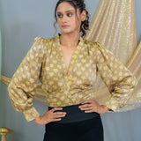 Beige vanaspati modal satin crop top