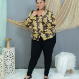 Black & Beige Vanaspati Handblock Printed  Modal Satin Shirt