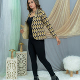Black Olive Bagru Handblock Printed Reversible Quilted Coat