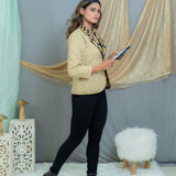 Black Olive Bagru Handblock Printed Reversible Quilted Coat