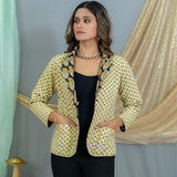 Black Olive Bagru Handblock Printed Reversible Quilted Coat