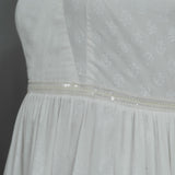White Handblock Printed  Cotton Maxi Dress