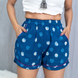 Indigo dabu polka dots cotton shorts