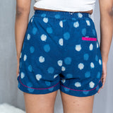 Indigo dabu polka dots cotton shorts