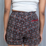 Brown ajrakh floral shorts with belt