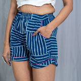 Indigo Dabu Brick pattern shorts