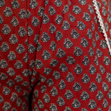 Red bagru small booti cotton shorts with lace
