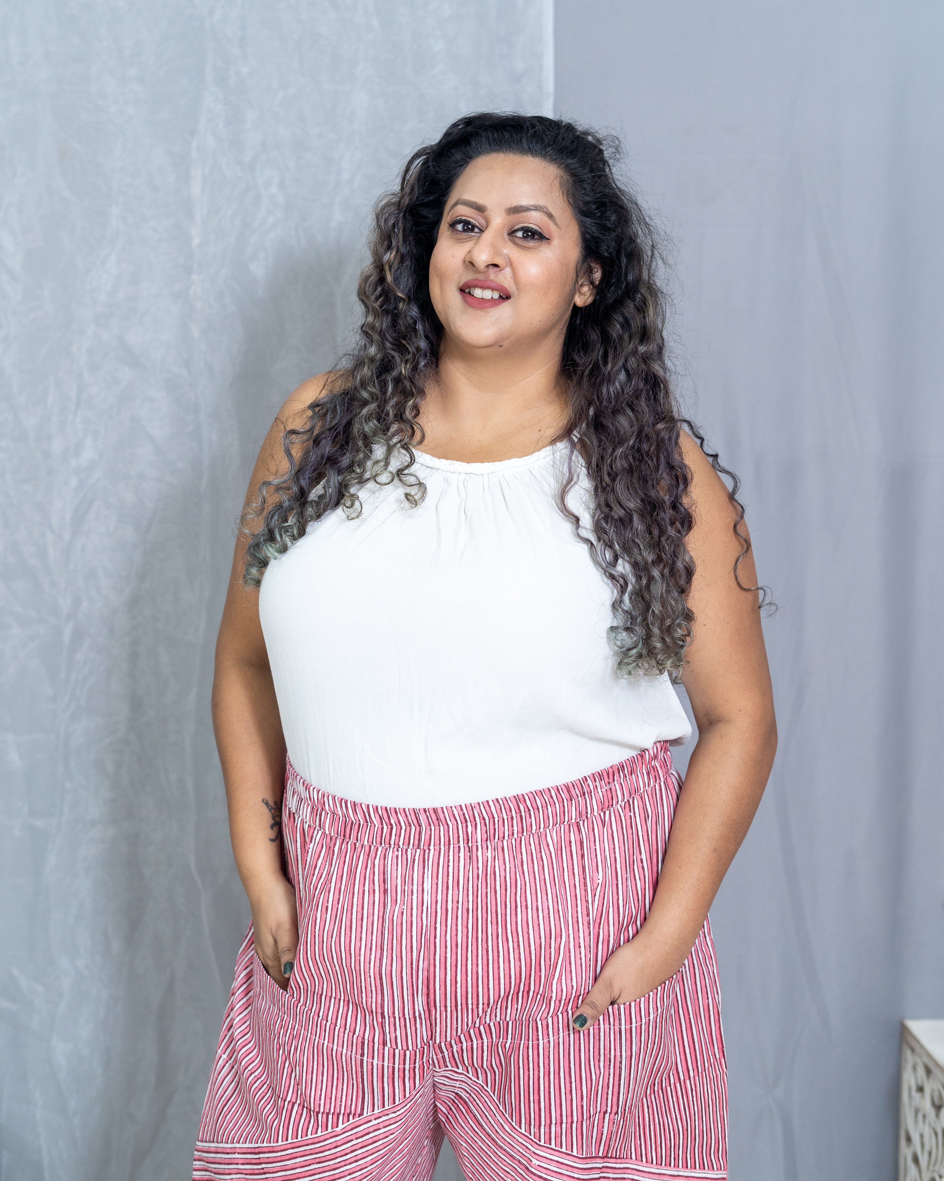 Pink Dabu Handblock Printed Cotton Pants