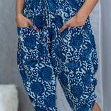 Indigo Dabu Floral Handblock printed cotton pants