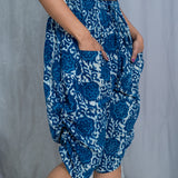 Indigo Dabu Floral Handblock printed cotton pants