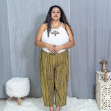 Olive Dabu stripe Handblock Printed Cotton Pants