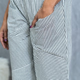 Grey Dabu Handblock  printed striped cotton pants