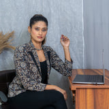 Black Kalamkari Handblock Printed Cotton Blazer