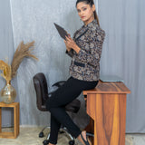 Black Kalamkari Handblock Printed Cotton Blazer