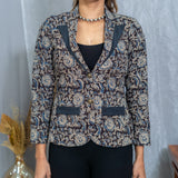 Black Kalamkari Handblock Printed Cotton Blazer