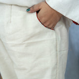 White cotton blazer set with red bagru collar