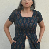 Ajrakh Indigo Handblock Printed Cape Cotton Top