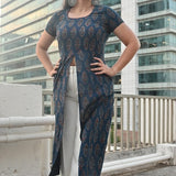 Ajrakh Indigo Handblock Printed Cape Cotton Top