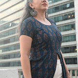 Ajrakh Indigo Handblock Printed Cape Cotton Top
