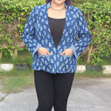 Indigo Dabu Handblock Printed Cotton Blazer