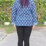 Indigo Dabu Handblock Printed Cotton Blazer