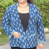 Indigo Dabu Handblock Printed Cotton Blazer