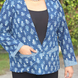 Indigo Dabu Handblock Printed Cotton Blazer