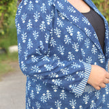 Indigo Dabu Handblock Printed Cotton Blazer