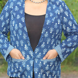 Indigo Dabu Handblock Printed Cotton Blazer