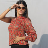 Red Ajrakh Handblock Printed Modal Silk Top