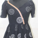 BLACK HANDBLOCK PRINT PEPLUM OM TOP