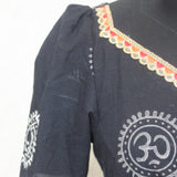BLACK HANDBLOCK PRINT PEPLUM OM TOP